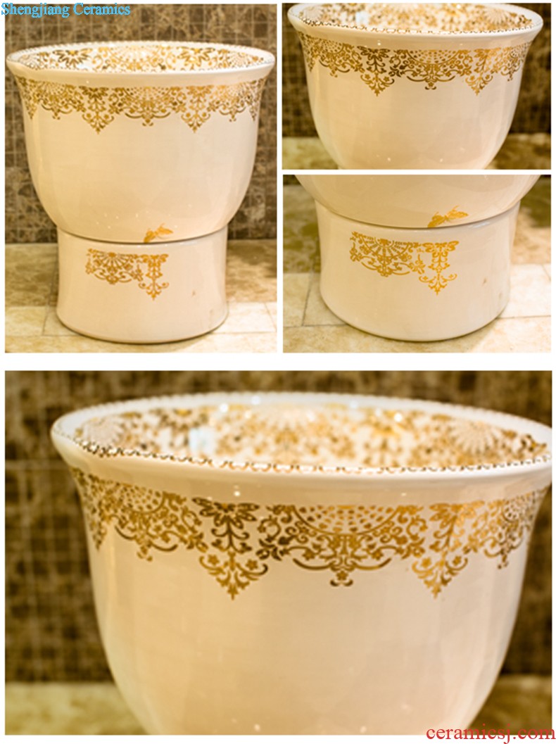 Post, qi stage basin ceramic lavabo archaize washbasin drum-shaped basin of Chinese style bathroom art antique reeds