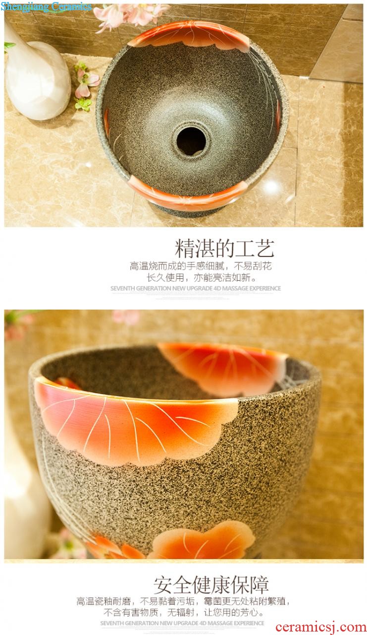 Koh larn, qi continental basin pillar three-piece set of ceramic art basin pillar lavatory basin that wash a face Morning glory