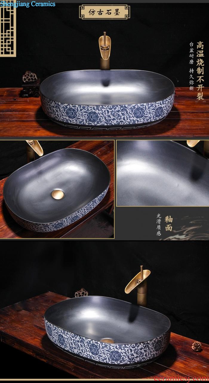 Europe type restoring ancient ways is the Mediterranean basin on the ceramic art basin oval Chinese style household square basin of wash one washbasin