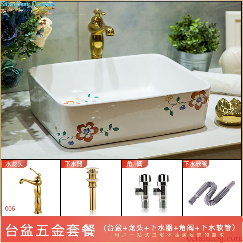 Ceramic basin stage basin sinks art circle European toilet lavabo hand-painted The little lover