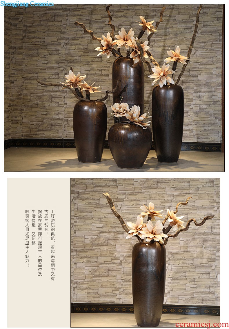 Jingdezhen ceramic creative flow porcelain glaze small vase household adornment hydroponic flowers inserted copper grass