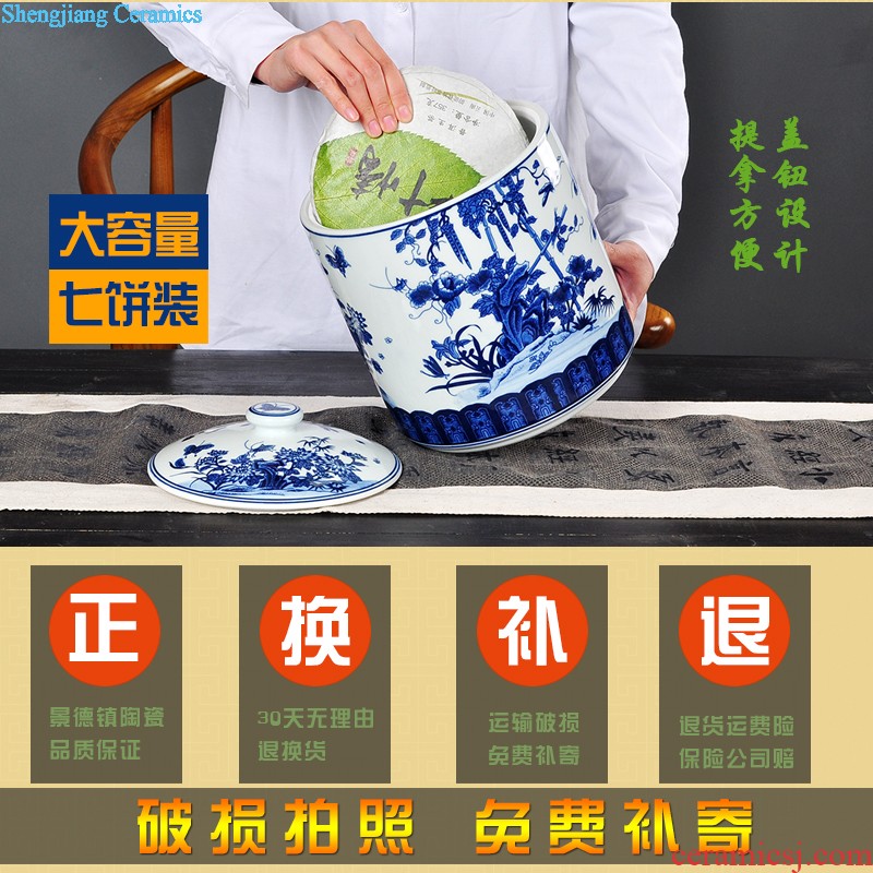 Jingdezhen ceramic tea pot size Green tea storage POTS pu-erh tea and tea storage jar airtight save tea tea set