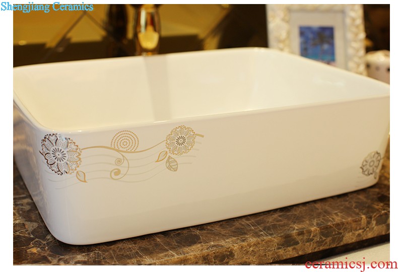 Koh larn, neat square stage basin ceramic lavabo that defend bath lavatory art basin of the basin that wash a face Blue and white