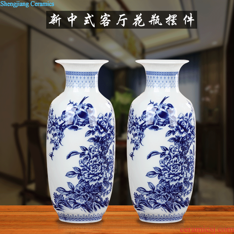 Jingdezhen ceramics lucky bamboo vase furnishing articles New Chinese style household adornment flower arranging large sitting room of ikea