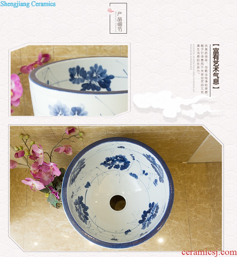 M beautiful ceramic art basin mop mop pool ChiFangYuan one-piece mop pool of 40 cm diameter ink lotus