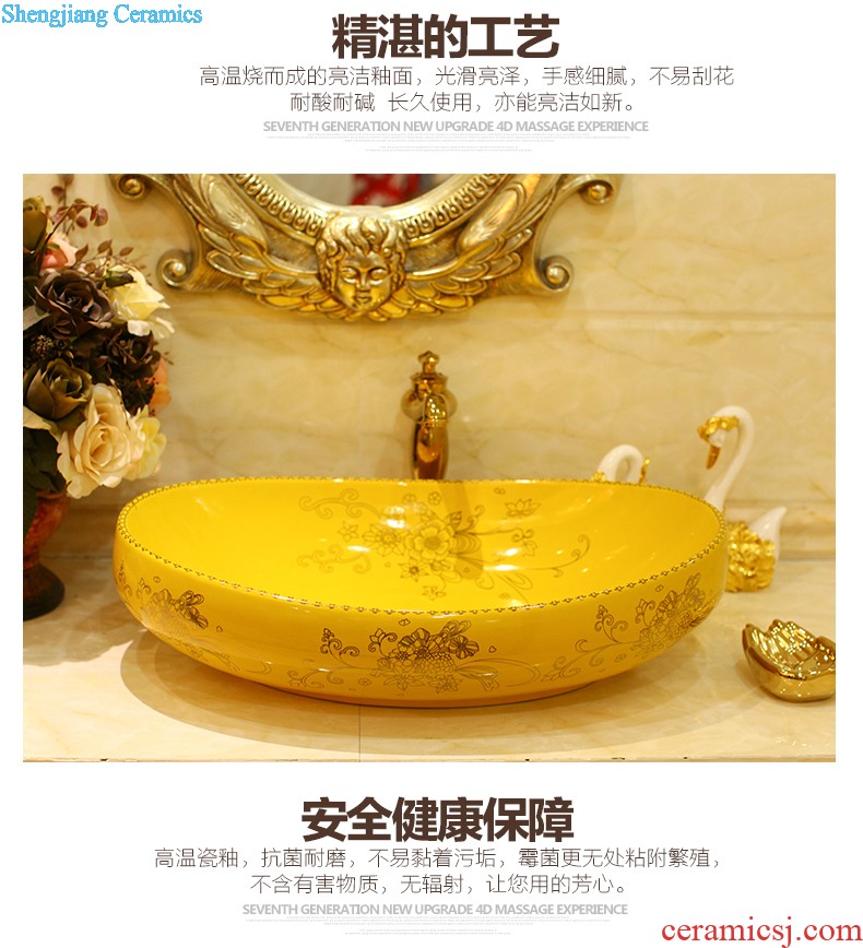 Post, qi stage basin ceramic lavabo gold-plated lavatory elliptical european-style bathroom art gold rings