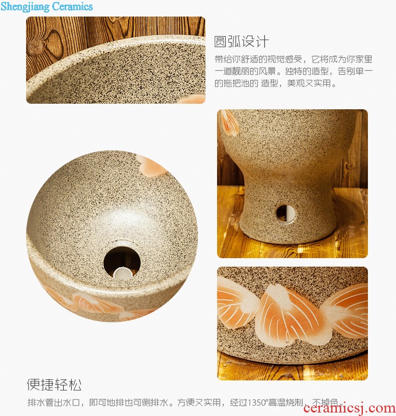 M beautiful ceramic art basin mop mop pool ChiFangYuan one-piece mop pool 40 cm diameter red-violet the pond