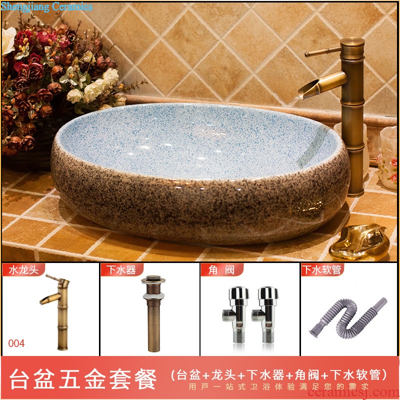 M the basin sink ceramic basin of pillar type balcony column household washing toilet ground integrated art