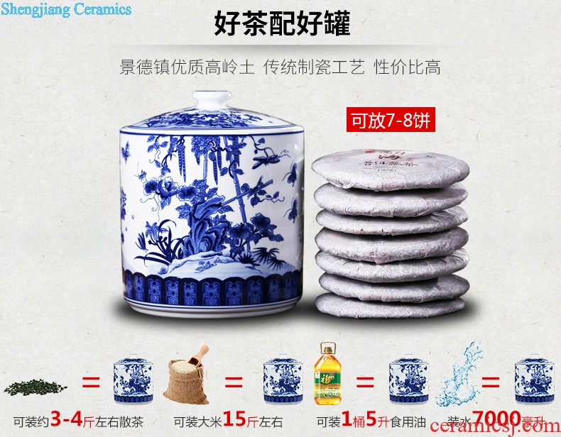 Jingdezhen ceramic tea pot size Green tea storage POTS pu-erh tea and tea storage jar airtight save tea tea set