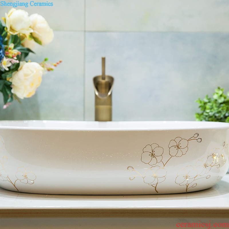 Jingdezhen European stage basin ceramic lavatory toilet lavabo, art small oval blue Jin Jian