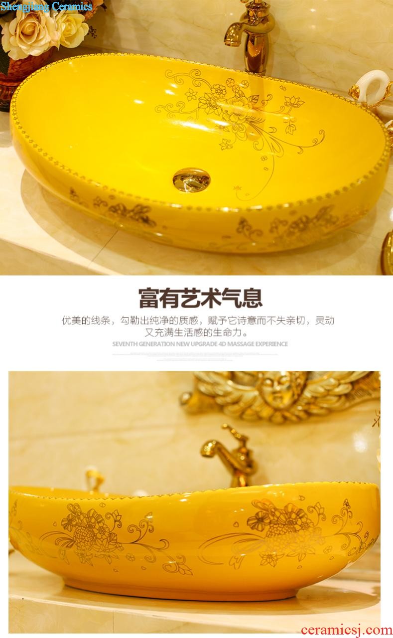 Post, qi stage basin ceramic lavabo gold-plated lavatory elliptical european-style bathroom art gold rings