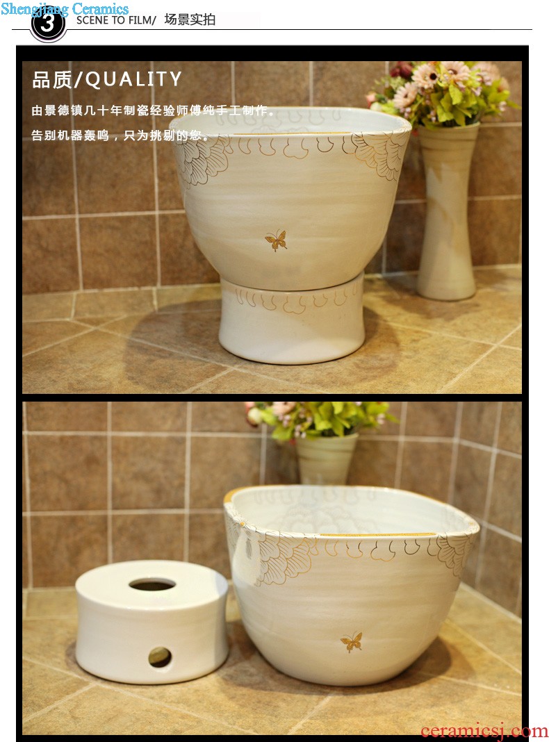 Post, qi stage basin ceramic lavabo archaize washbasin drum-shaped basin of Chinese style bathroom art antique reeds