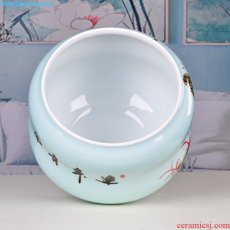 Hand-painted lotus rhyme blue and white porcelain of jingdezhen ceramics floret bottle of flower arrangement Modern home furnishing articles