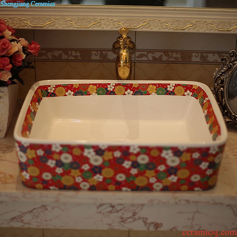 New arrival of jingdezhen ceramic basin sinks the stage basin sink of the basin that wash a face - carpet of flowers