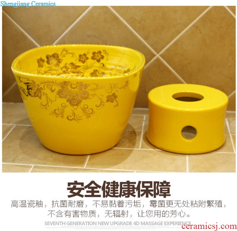 Post, qi stage basin ceramic lavabo archaize washbasin drum-shaped basin of Chinese style bathroom art antique reeds