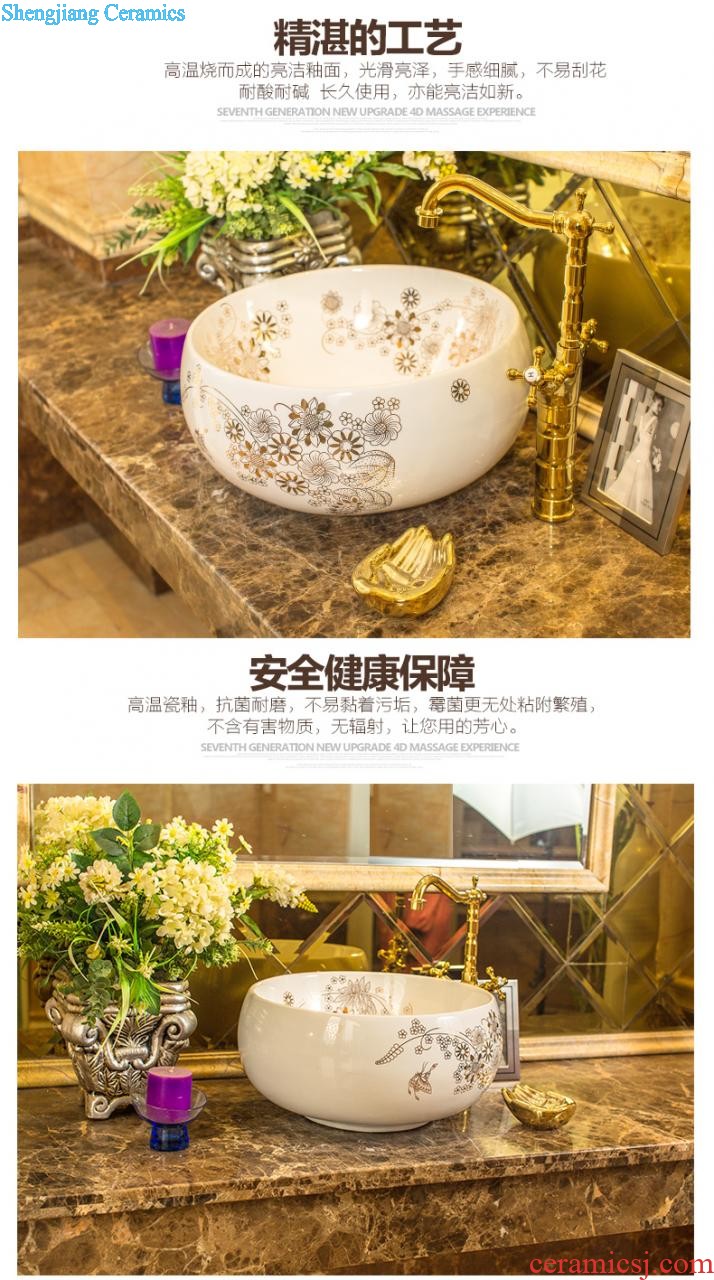 Koh larn, qi ceramic basin sinks art stage of the basin that wash a face toilet ellipse porcelain white yellow glaze Jin Fengyu