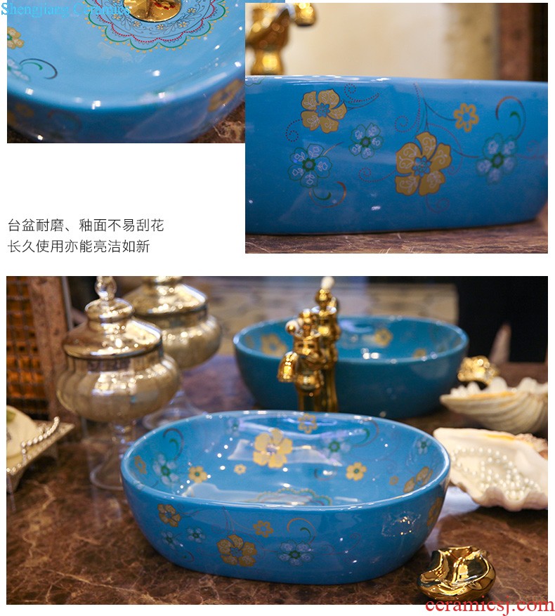 Koh larn, qi Jingdezhen ceramic toilet stage basin sink basin art basin sinks Blue half Dutch