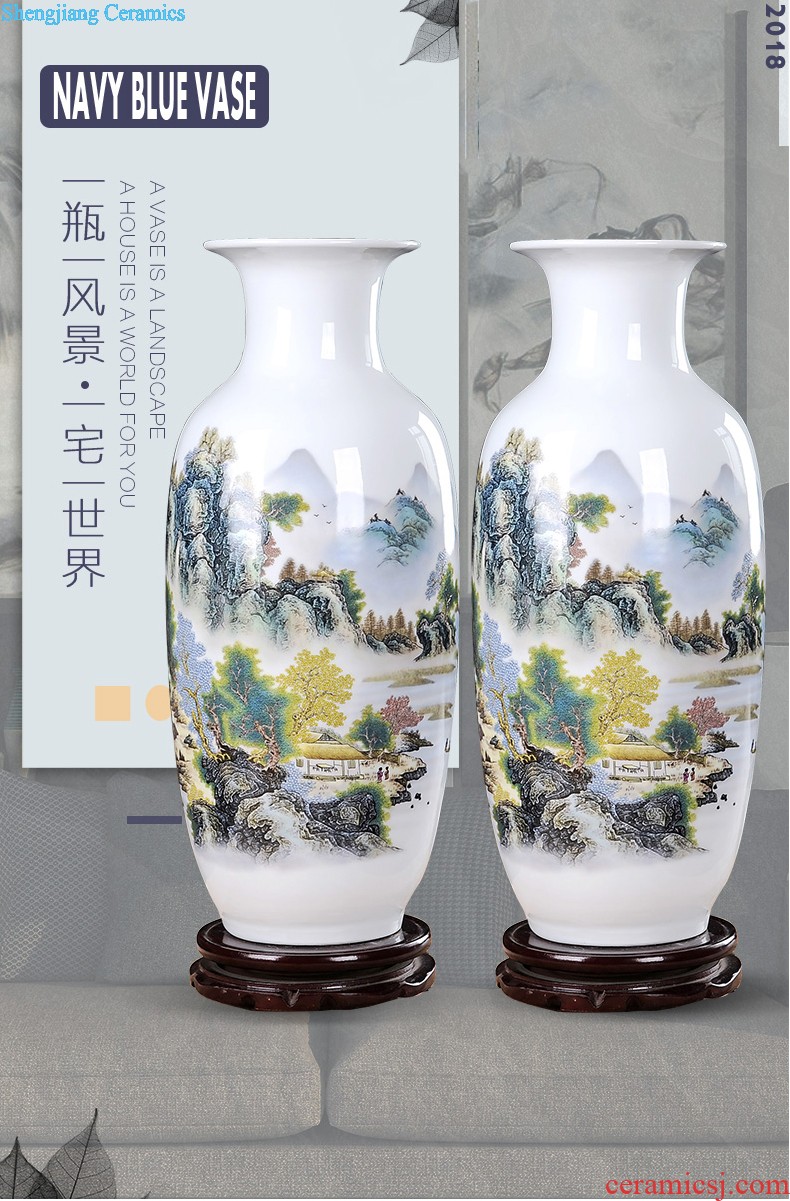 Jingdezhen ceramics Archaize manual of blue and white porcelain vase Sitting room decorative household items furnishing articles lucky bamboo vase