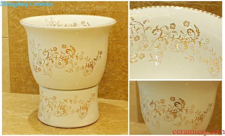 Post, qi stage basin ceramic lavabo archaize washbasin drum-shaped basin of Chinese style bathroom art antique reeds