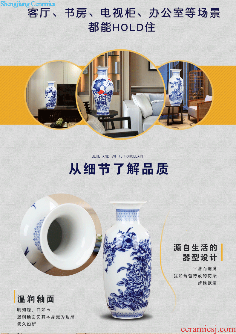 Jingdezhen ceramics lucky bamboo vase furnishing articles New Chinese style household adornment flower arranging large sitting room of ikea