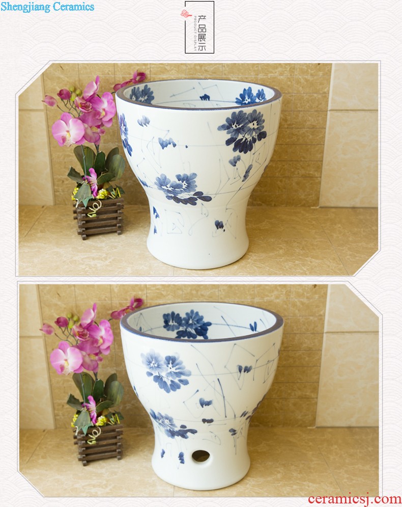 M beautiful ceramic art basin mop mop pool ChiFangYuan one-piece mop pool of 40 cm diameter ink lotus