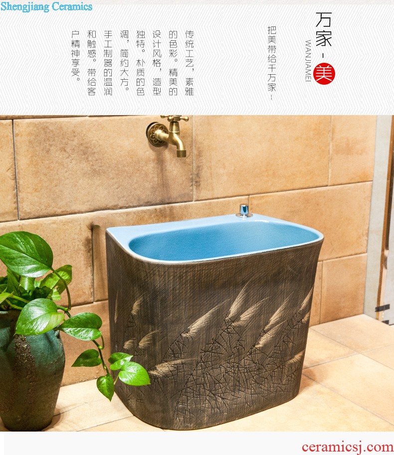 M square the toilet stage basin ceramic sanitary ware european-style lavabo lavatory basin golden butterfly garden