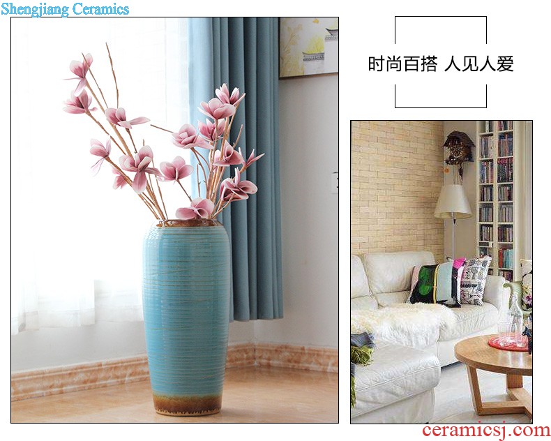 Color glaze kiln ceramic floor vase vase modern european-style villa hotel sitting room place large vases, flower arrangement
