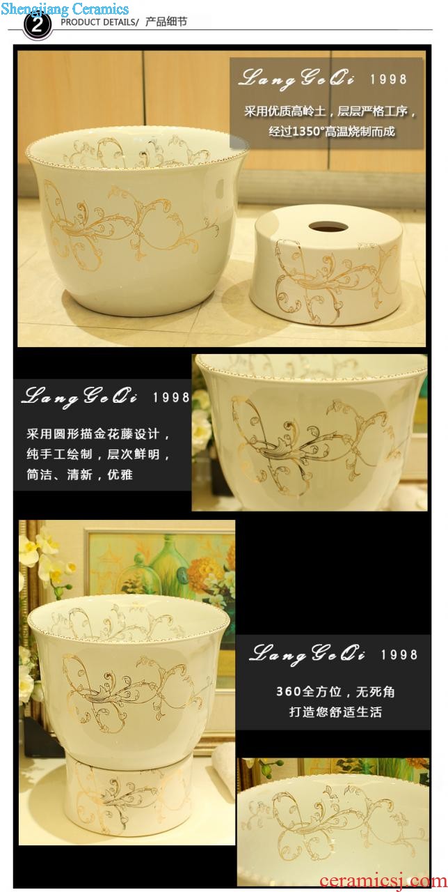 Post, qi stage basin ceramic lavabo archaize washbasin drum-shaped basin of Chinese style bathroom art antique reeds