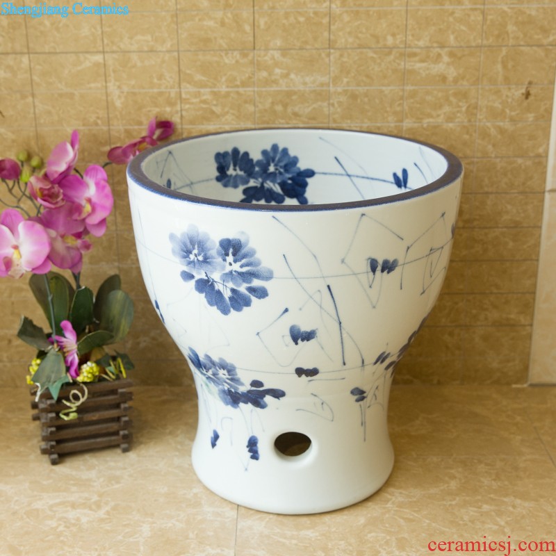 M beautiful ceramic art basin mop mop pool ChiFangYuan one-piece mop pool of 40 cm diameter ink lotus