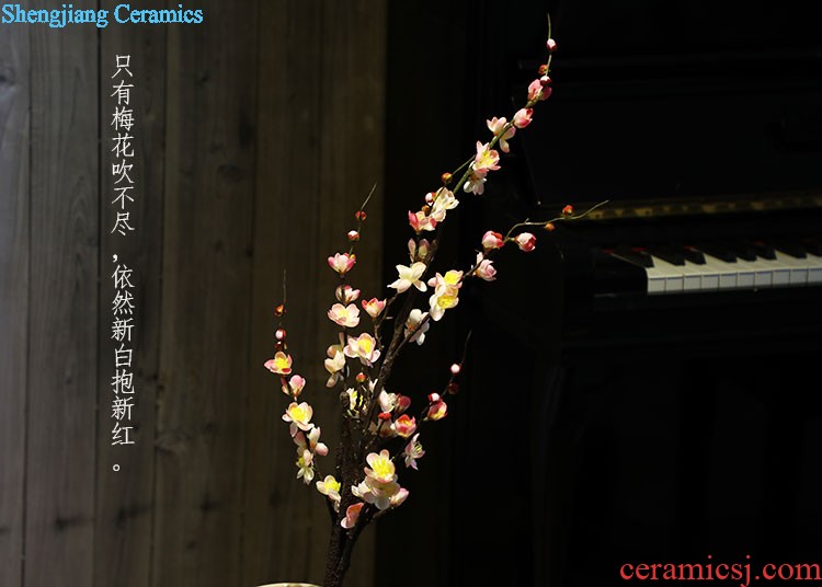 Jingdezhen hand-painted powdery cyan plum flower ceramic vases, Chinese style living room TV cabinet household adornment handicraft furnishing articles