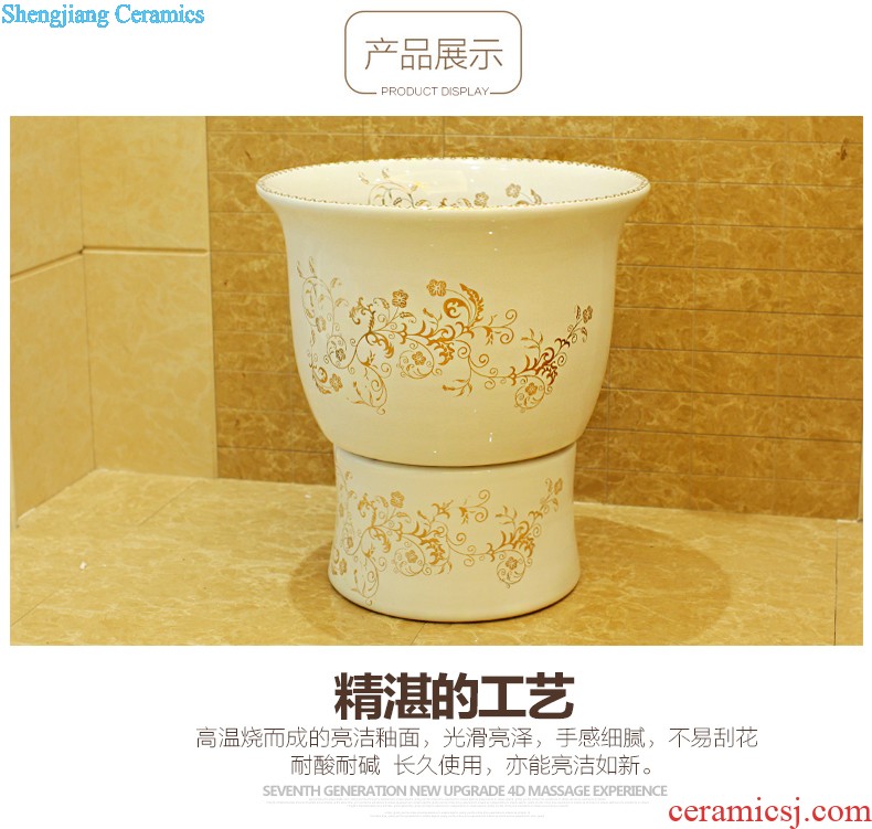 Post, qi stage basin ceramic lavabo archaize washbasin drum-shaped basin of Chinese style bathroom art antique reeds