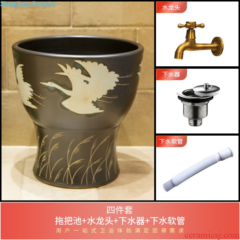 M beauty American ceramic stage basin basin basin basin is the basin that wash a face the sink elliptical green lotus