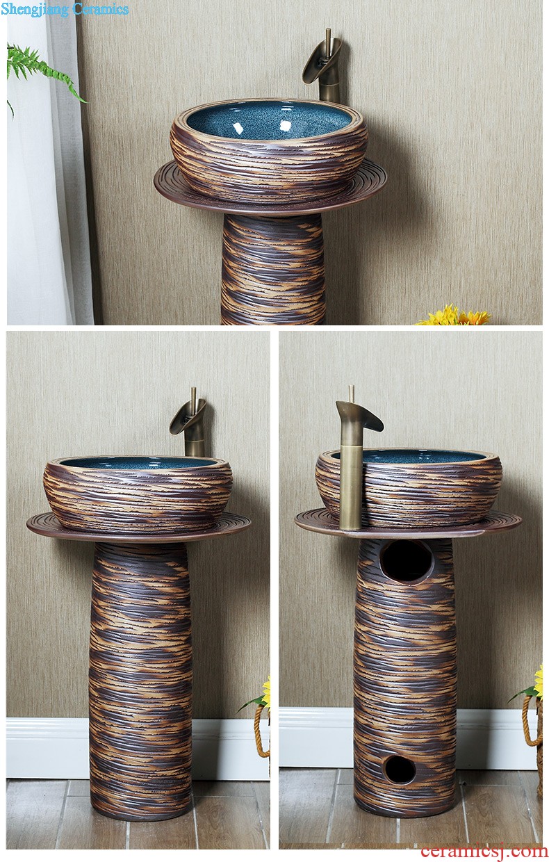 M beautiful ceramic pillar square small floor type lavatory basin one-piece lavabo vertical column basin of household