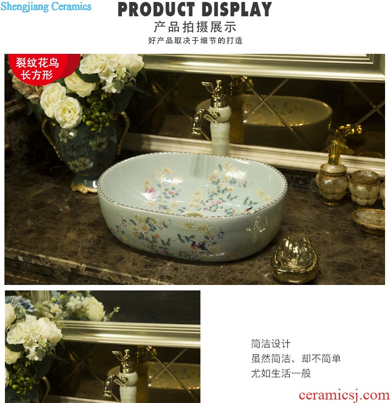 On the ceramic POTS on the oval wash gargle lavabo lavatory basin bathroom art basin of household