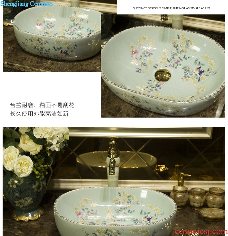 On the ceramic POTS on the oval wash gargle lavabo lavatory basin bathroom art basin of household