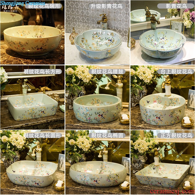 On the ceramic POTS on the oval wash gargle lavabo lavatory basin bathroom art basin of household