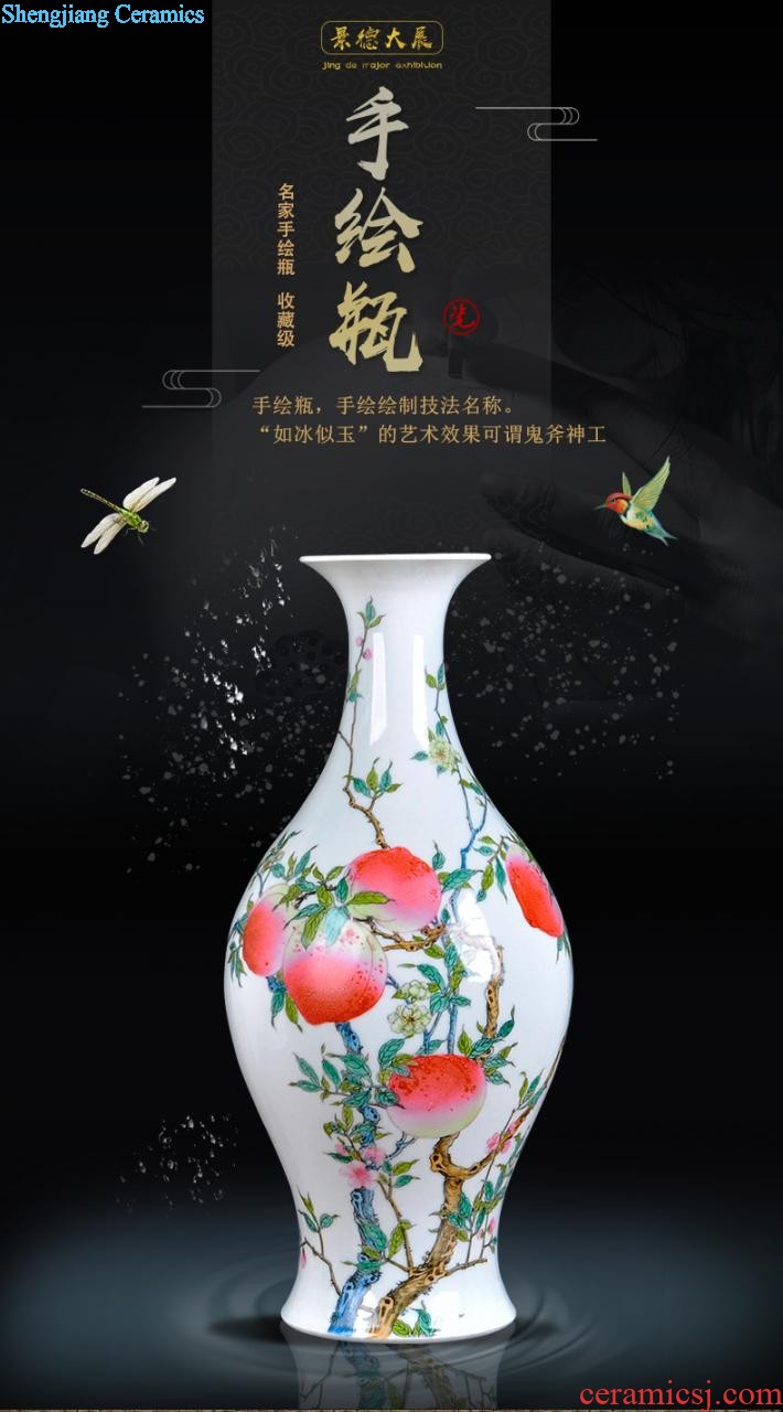 Jingdezhen ceramics hand-painted scenery vintage vase water raise lucky bamboo wine cabinet decorative furnishing articles creative arts and crafts