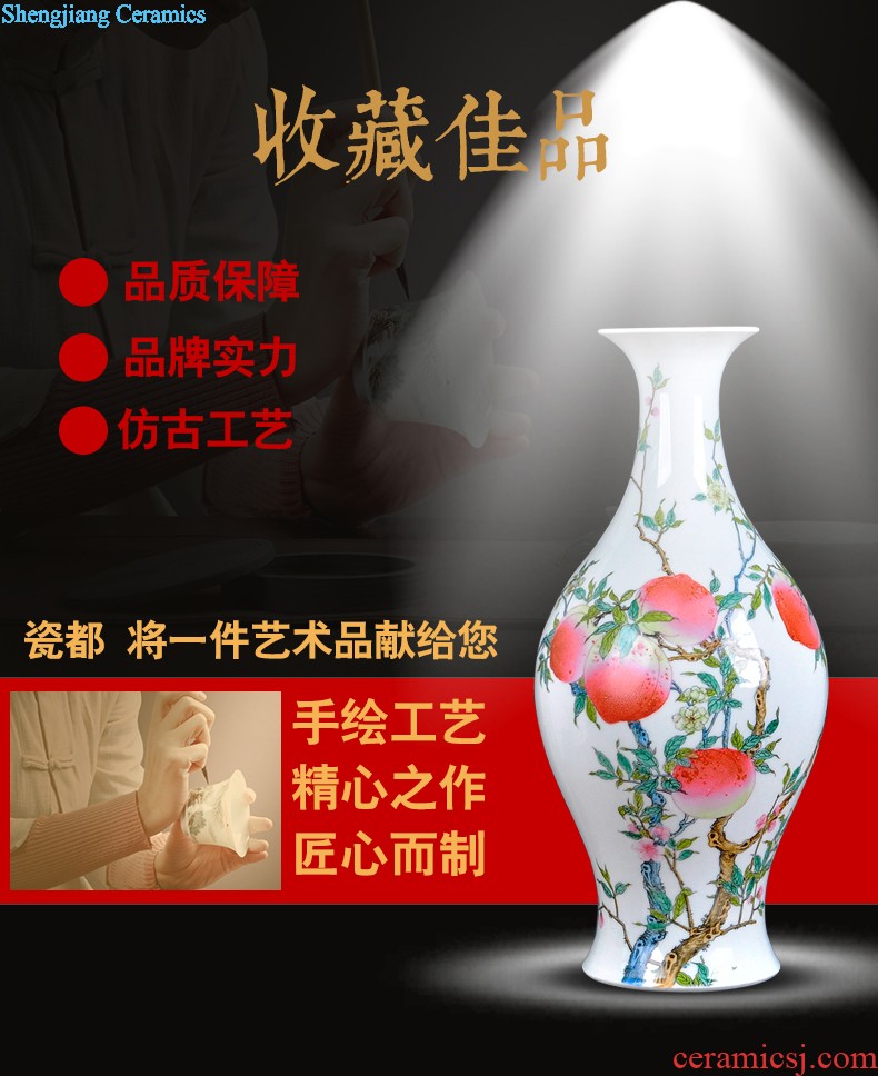 Jingdezhen ceramics hand-painted scenery vintage vase water raise lucky bamboo wine cabinet decorative furnishing articles creative arts and crafts