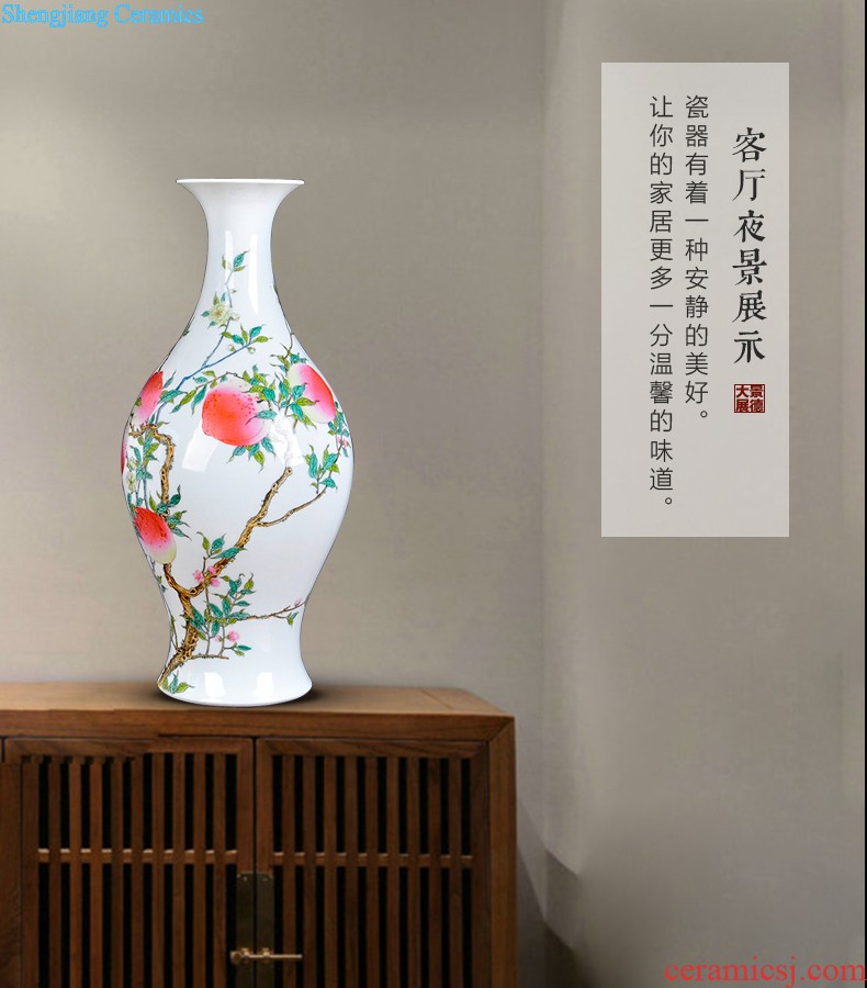 Jingdezhen ceramics hand-painted scenery vintage vase water raise lucky bamboo wine cabinet decorative furnishing articles creative arts and crafts