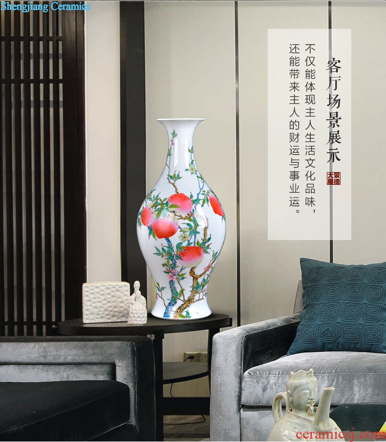 Jingdezhen ceramics hand-painted scenery vintage vase water raise lucky bamboo wine cabinet decorative furnishing articles creative arts and crafts