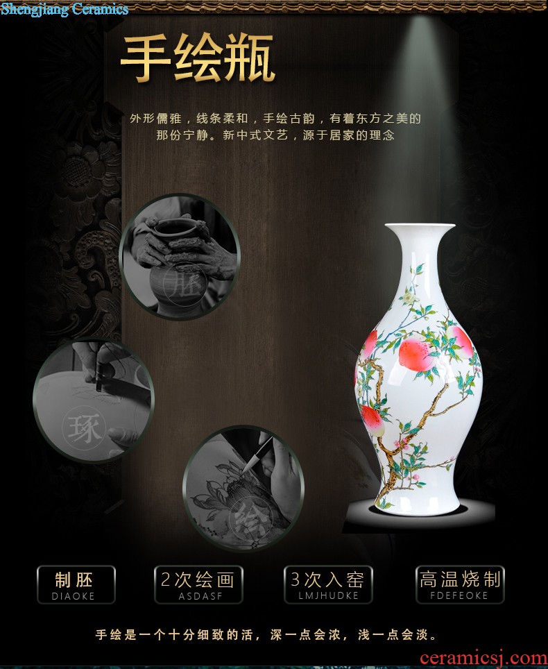 Jingdezhen ceramics hand-painted scenery vintage vase water raise lucky bamboo wine cabinet decorative furnishing articles creative arts and crafts