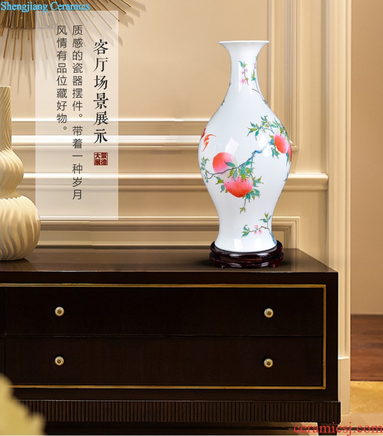 Jingdezhen ceramics hand-painted scenery vintage vase water raise lucky bamboo wine cabinet decorative furnishing articles creative arts and crafts