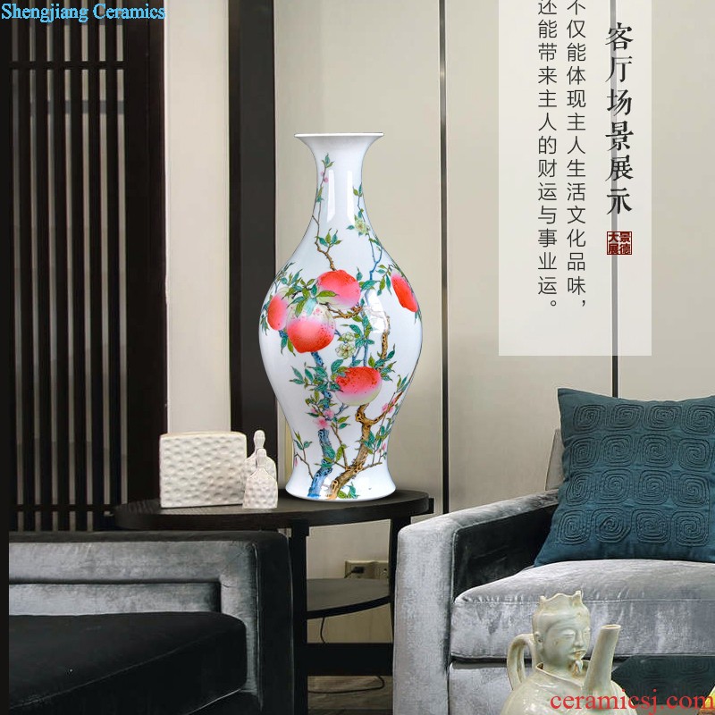 Jingdezhen ceramics hand-painted scenery vintage vase water raise lucky bamboo wine cabinet decorative furnishing articles creative arts and crafts