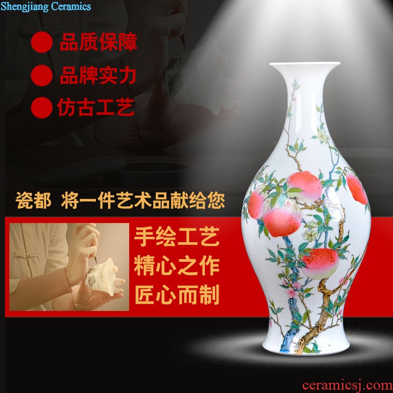 Jingdezhen ceramics hand-painted scenery vintage vase water raise lucky bamboo wine cabinet decorative furnishing articles creative arts and crafts