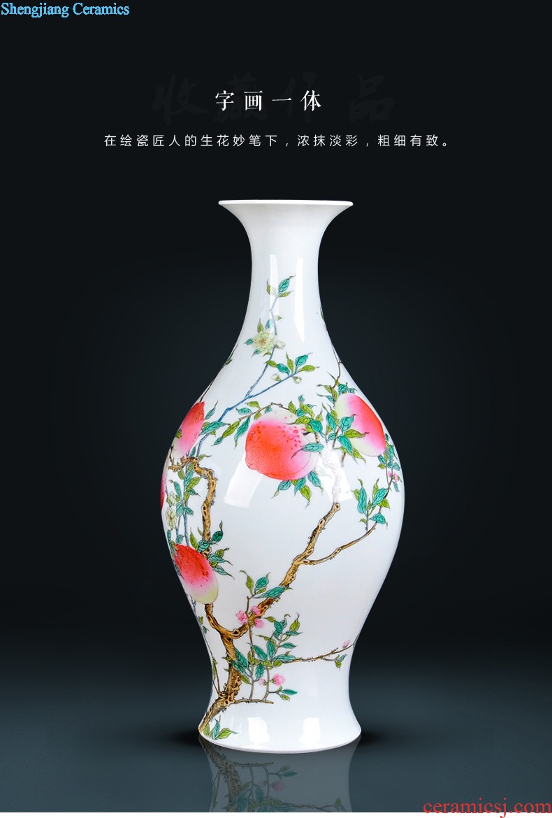 Jingdezhen ceramics hand-painted scenery vintage vase water raise lucky bamboo wine cabinet decorative furnishing articles creative arts and crafts