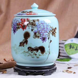 Ceramics caddy Hand-painted POTS storage box of bread seven pu 'er tea Large seal tea black tea and green tea pot