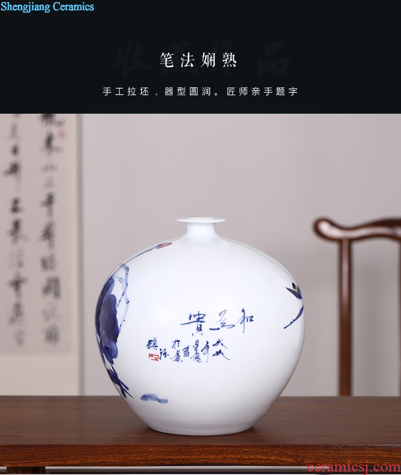 Ikea jingdezhen small mouth ceramic vase furnishing articles contemporary and contracted sitting room porch TV ark dried flower crafts