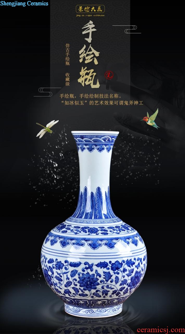 Jingdezhen big hand-painted ceramic vase and household decoration vase rich ancient frame contemporary sitting room ark furnishing articles