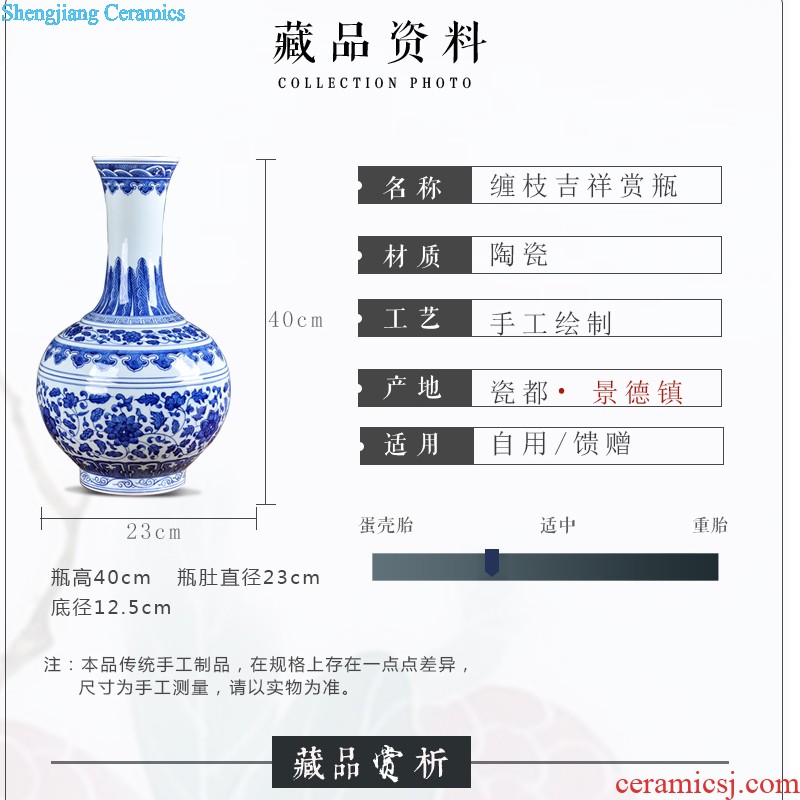 Jingdezhen big hand-painted ceramic vase and household decoration vase rich ancient frame contemporary sitting room ark furnishing articles