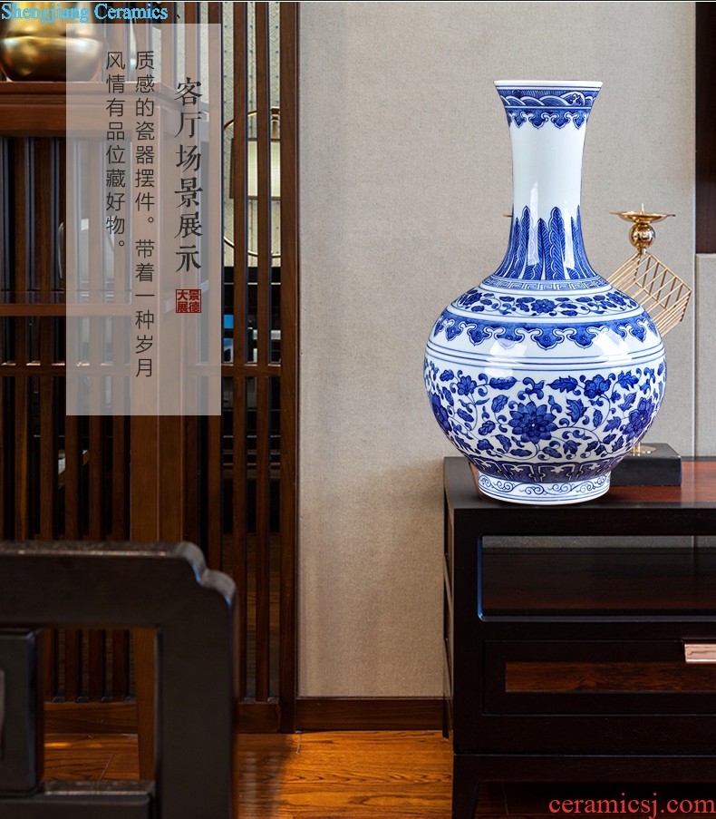 Jingdezhen big hand-painted ceramic vase and household decoration vase rich ancient frame contemporary sitting room ark furnishing articles